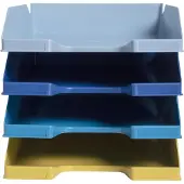 Exacompta Briefablage Set BEE BLUE Combo-Midi, 4-teilig, für Format A4+, stapelbar, Etikettenhalter, Blauer Engel, Polystyrol, mehrfarbig