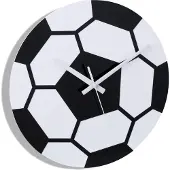 Relaxdays Wanduhr Fußball, Ø 30 cm, Fußballuhr Kinder, ohne Zahlen, Deko für Kinderzimmer & Jugendzimmer, schwarz/weiß