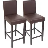 MCW 2er-Set Barhocker Cesena Kunstleder braun, dunkle Füße