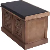 Mendler Sitzbank MCW-J49, Polsterbank Garderobenbank, Kissen Aufbewahrungsboxen Staufach 47x75x40cm braun, Polster schwarz