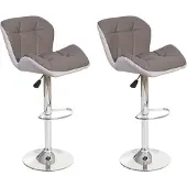Mendler 2er-Set Barhocker MCW-A92, Barstuhl Tresenhocker, höhenverstellbar Kunstleder taupe-grau