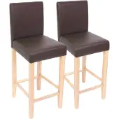 Mendler 2er-Set Barhocker Cesena Leder braun, helle Füße