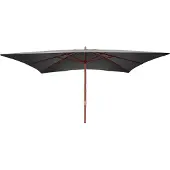 Mendler Sonnenschirm Lissabon, Gartenschirm Marktschirm, 3x4m Polyester/Holz 6kg anthrazit