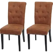 Mendler 2er-Set Esszimmerstuhl Chesterfield II, Stuhl Küchenstuhl, Nieten WildKunstleder, dunkle Beine