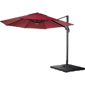 Mendler Gastronomie-Ampelschirm MCW-A96, Sonnenschirm, rund Ø 4m Polyester Alu/Stahl 27kg bordeaux mit Ständer, drehbar