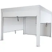 Mendler Pergola MCW-L46 mit Seitenwand, Gartenpavillon Lamellen-Pavillon Rollo, 11cm-Alu-Gestell, sturmfest 3x3m weiß