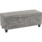 Mendler Aufbewahrungs-Truhe Kriens, Sitzbank Bank, Stoff/Textil, 45x114x45cm MVG- Schriftzug, grau