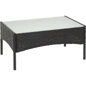 Mendler Poly-Rattan Gartentisch Hamar, Beistelltisch Tisch mit Glasplatte anthrazit