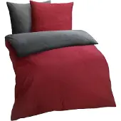 TRAUMSCHLAF Melange Biber Bettwäsche 135x200 cm + 80x80 cm rot-anthrazit