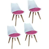 HTI Esszimmerstuhl Samt 4er Set Atlanta Weiß/Pink