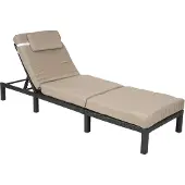 Mendler Poly-Rattan Sonnenliege MCW-A51, Relaxliege Gartenliege Liege Premium anthrazit, Kissen creme