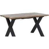 Beliani Esstisch Dunkelbraun MDF-Tischplatte Ausziehbar 140/180 x 90 cm mit Metallbeinen X-Form Modernes Design Küchentisch Ausziehtisch für 6 Personen