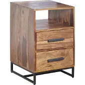 FineBuy Nachttisch Nachtkommode Boxspringbett Massivholz 40x35x66 cm Schubladen