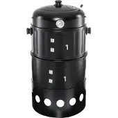 HTI Räuchergrill 3-in-1 mit Thermometer, 3 Etagen, 2x Ø 38 cm Grillfläche