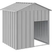 vidaXL Hundehütte mit Dach Hellgrau 117x103x123 cm Verzinkter Stahl