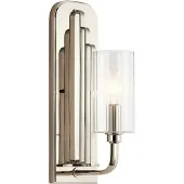 Kichler Elstead Kimrose Wandleuchte E14 Poliertes Nickel Klar geriffelt