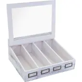 Mendler Besteckkiste MCW-C25, Holzbox mit Deckel Besteckkasten, Paulownia 17x37x33cm weiß, shabby