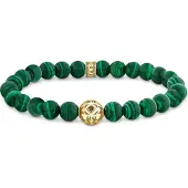 Thomas Sabo Beads-Armband aus grünen Steinen vergoldet
