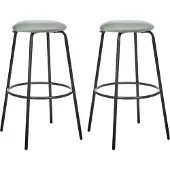 Beliani Barhocker Mintgrün Samt und Metall ohne Lehne mit Fußstützen Retro Design Sitzmöbel Wohnzommer Küche Bar Wohnküche Ausstattung