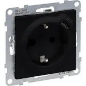 Legrand SEANO 2 in 1 Steckdose, USB Typ C-Kombinationssteckdose, mit erhöhtem Berührungsschutz, Steckklemmen, 16A, Schwarz, 765326