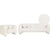Beliani Sofa Set Weiß aus Bouclé 4-Sitzer Sessel und Sofa Wohnzimmergarnitur mit Dekokissen Modernes Elegantes Design Couch für Wohnzimmer