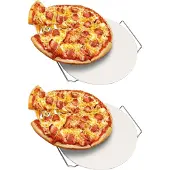 Mojawo 2er Pizza Steinplatte Pizzaplatte Brotbackplatte Pizzateller Ø33cm