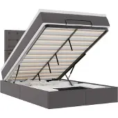 vidaXL Ottoman-Bett mit Matratze & LEDs Grau 120x190 cm Kunstleder