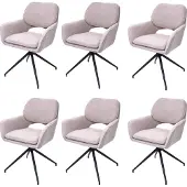 Mendler 6er-Set Esszimmerstuhl MCW-N74, Küchenstuhl, drehbar Auto-Return, Stoff Bouclé (540g/m²) beige