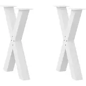 vidaXL Esstischbeine X-Form 2 Stk. Weiß 60x(72-73) cm Stahl
