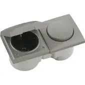 Berker Integro Flow Schalter/Deckel Edelstahl Effekt + Steckdose schwarz