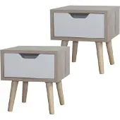 HTI Nachtschrank 2er Set Thekla Sonoma/Weiss