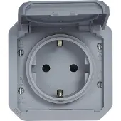 Legrand 069571L Plexo New Einsatz Schutzkontakt-Steckdose, Schraubklemmen, EB, IP44, IK 08, Grau