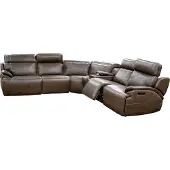 HTI Ecksofa Pavel, Braun, mit verstellbaren Kopf- und Fußstützen, Konsole, USB, Induktionsladefeld, 281x266 cm