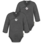 Normani 2er Pack Doppelpack Baby-Body Merino Wickelbody Bodysuit Langarm - 9343