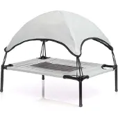 Wiltec Hundebett mit Dach Grau 76 x 60 x 16 cm Größe M bis 25 kg Outdoor Katzenliege Haustier Schlafplatz Sonnendach