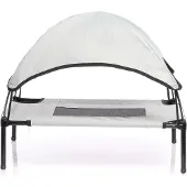 Wiltec Hundebett mit Dach Grau 91 x 76 x 16 cm Größe L bis 35 kg Outdoor Katzenliege Haustier Schlafplatz Sonnendach