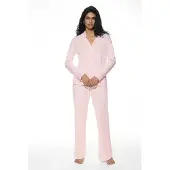 Mey Langer Pyjama Serie Adorable Lines Bonbon Pink | Größe 38