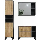Vicco Badmöbel-Set Leano Anthrazit/Goldkraft Eiche 3-teilig, Model 53268