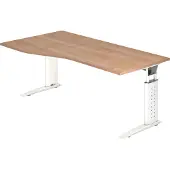 Hjh OFFICE PRO UNDA 18 W - 180 x 100 höhenverstellbar Nussbaum/Weiß