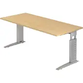 Hjh OFFICE PRO UNDA 19 S - 180 x 80 Ahorn/Silber höhenverstellbar