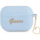 GUESS Guaplschsb Airpods Pro Hülle Blau/Blau Silikon Charm Heart Collection