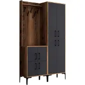 Skye Decor , Berlin BA - Walnut, Anthracite, Hallenstand, Nussbaum, 100 % MELAMINBESCHICHTETE SPANPLATTEN, 120 x 35 x 200 cm