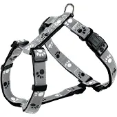 Trixie Silver Reflect H-Geschirr - schwarz/silbergrau - 36–40 cm/15 mm