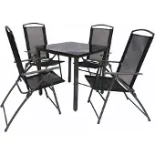VCM 5-tlg Gartenmöbel Set | Sitzgruppe Essgruppe | 1x Tisch, 4x Stühle | Tisch Maße ca. H. 76 x B. 80 x T. 80 cm | Hochlehner Set 80S