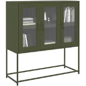 vidaXL Sideboard Olivgrün 100,5x39x107 cm Kaltgewalzter Stahl