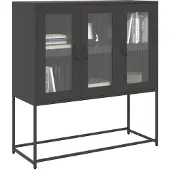 vidaXL Sideboard Schwarz 100,5x39x107 cm Kaltgewalzter Stahl