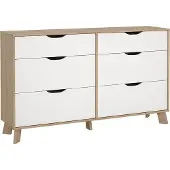 Ebuy24 Ikast Kommode 6 Schubladen Eichen-Nachbildung, weiß.