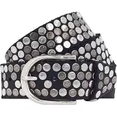 B.belt Gürtel - 35mm Leder- Nietengürtel Q. 6483 - Gr. 90 - in Schwarz - für Damen
