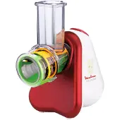 Moulinex DJ7535 Fresh Express 3 in 1 Elektrisches Schnitzelwerk / Gemüseschneider / Gemüsehobel | 200W | 3 Einsätze | France | Rot/ Weiß