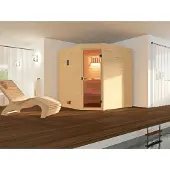 Weka Sauna "Massivholzsauna VALIDA Eck 2", Blockbohlen, Eckeinstieg, moderne Ganzglastür
